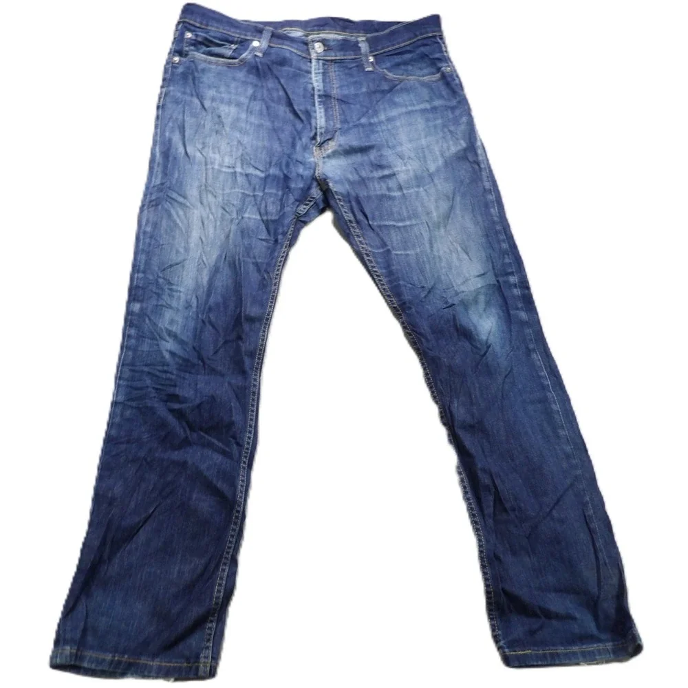 Levi's 513 Slim Straight Jeans Stretch Denim Men 36x30 Blue Dark Wash Casual EUC